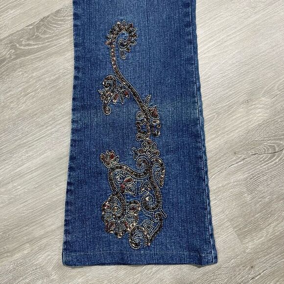 Yoni Jay Beaded High Rise Ankle Jeans Size 8 Women’s Blue Y2K - Picture 4 of 12